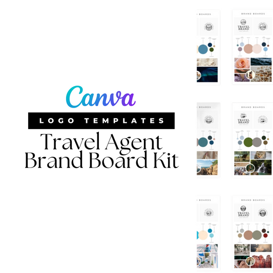 Travel Agent Logo Brand Board Canva Templates