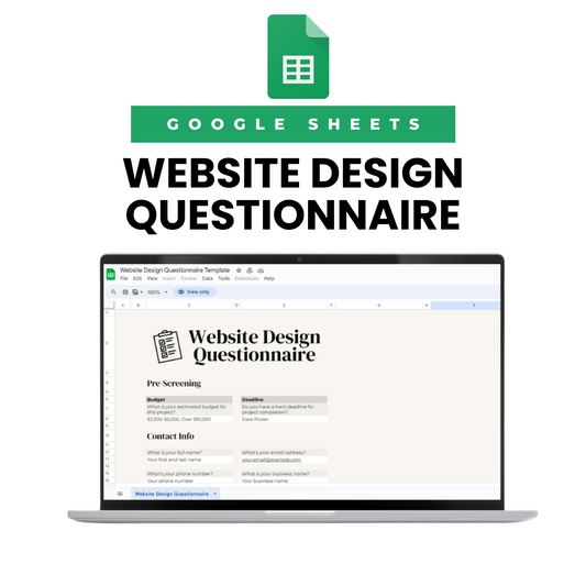Website Design Questionnaire For Designers Google Sheet Template